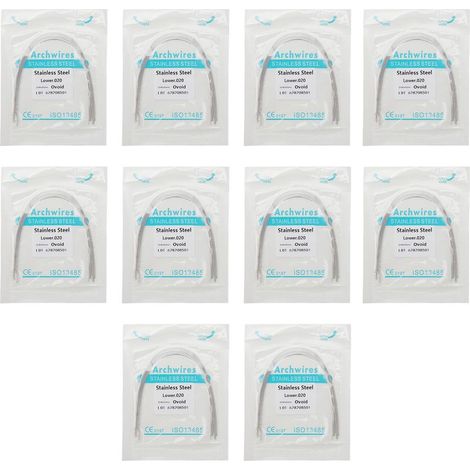 100 pièces Fil dentaire orthodontique rond en acier inoxydable pour appareil de rétention dentaire, arc inférieur 0,020 pouce (1/5)