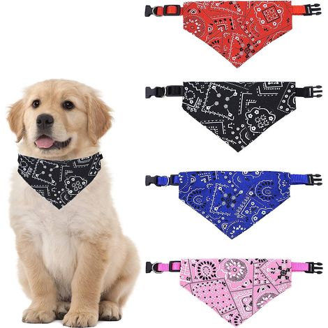 Ensemble de 4 colliers bandana réglables pour chiens de petite taille, chats et grands animaux de compagnie (1/5)