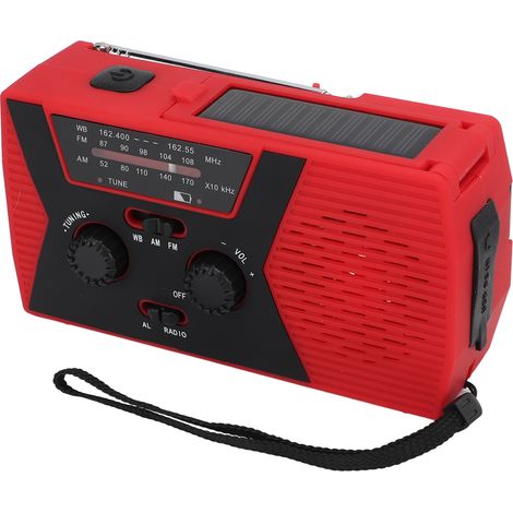 Radio à manivelle étanche AM/FM/WB, radio d'urgence 2,7 à 4,2 V, radio solaire avec alerte météo pour les situations d'urgence en extérieur (1/5)