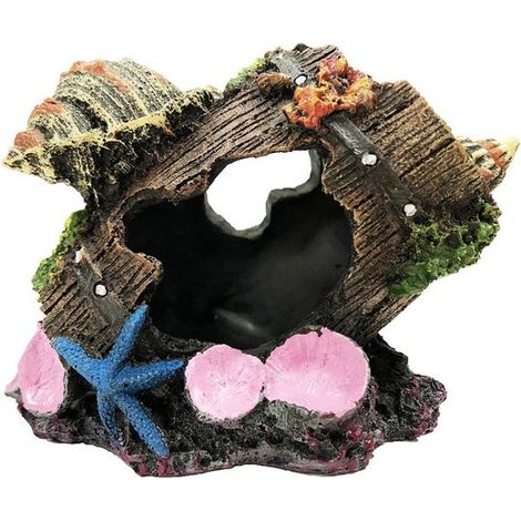 Acquario: Barile rotto con decorazione a conchiglia, nascondiglio per pesce betta, elemento decorativo per acquario (1/5)