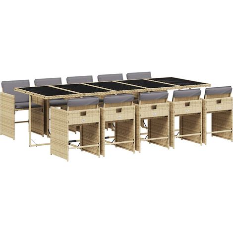 Maison Exclusive - Set Pranzo da Giardino 11 pz con Cuscini Beige Misto Polyrattan (1/5)