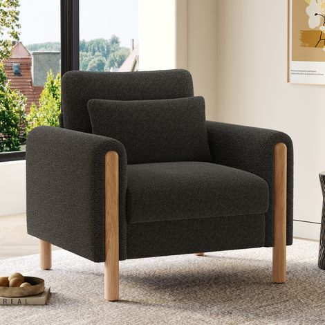 Loungesessel Teddy mit Kissen Dunkelgrau 150 kg OKMYHOME (1/5)