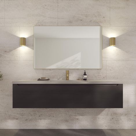 Miroir Mural doré avec Cadre - 120 x 75 cm - Miroir décoratif pour Salle de Bain, Salon, Chambre à Coucher et Couloir - Miroir Minimaliste et élégant en Laiton brossé (1/5)