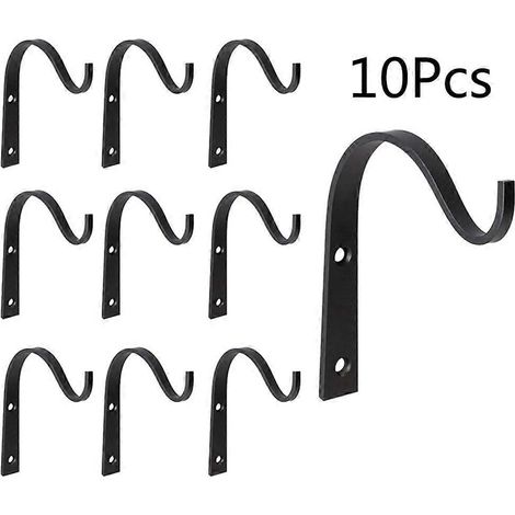 Lot de 10 crochets muraux en fer forgé pour suspendre lanternes, pots de fleurs et vêtements. (1/5)