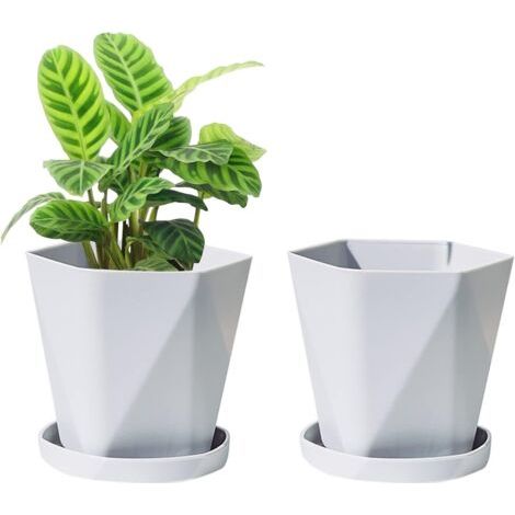 Lot de 2 pots de fleurs de jardin, pots de fleurs en plastique, style nordique, I