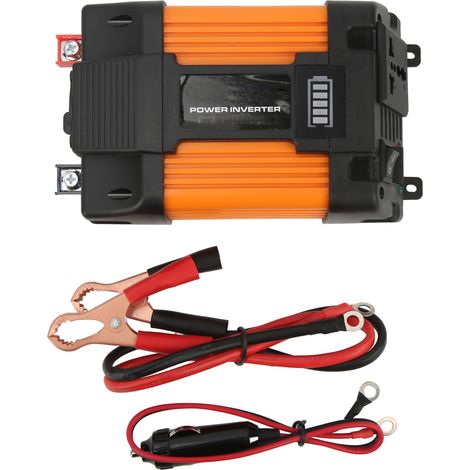 Convertisseur de puissance ABS 12V à 220V pour voiture et camping-car, onduleur à onde sinusoïdale modifiée avec écran LED et double port USB (1/5)