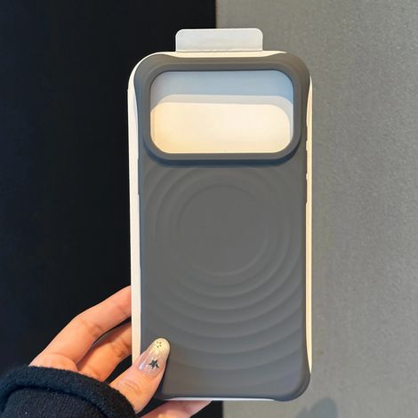Coque magnétique ondulée en silicone liquide pour iPhone 17 (gris) (1/5)