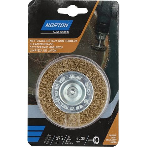 NORTON - Brosse perceuse circulaire ondulée laiton 75 Norton (1/5)