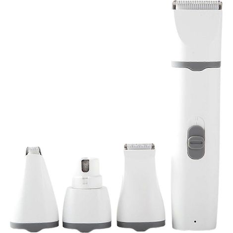 Tondeuse électrique 4 en 1 pour animaux de compagnie, poignée antidérapante, compatible avec les chatons, les chiots, les chats et les chiens, grise. (1/5)
