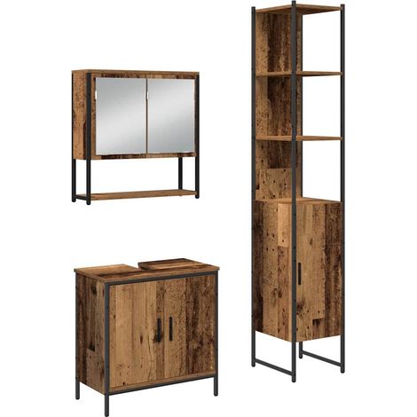 Maison Exclusive - Set di mobili per il bagno 3 pcs Marrone Legno multistrato
