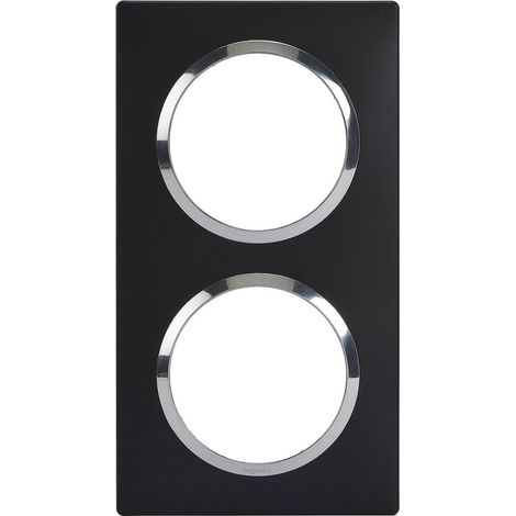 Placa frontal doble Dooxie, LEGRAND, negra y cromada LEGRAND (1/3)