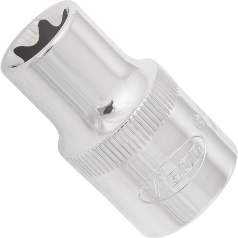 VIGOR T-Profil Steckschlüsseleinsatz, Vierkant hohl 12,5 mm (1/2), Außen TX Profil, E14 (1/3)