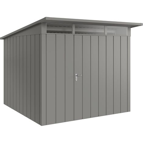 Hörmann Metall-Gerätehaus "Juno" mit Pultdach, JPD10 - Modern, 262 x 262 cm (B x T), graualuminium, 1-flüglige Tür, Anschlag rechts
