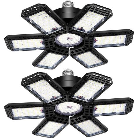 LED Garage Light 2 Pack , 45W 4500LM LED Shop Lights, LED Garage Ceiling Lights with 6+1 Adjustable Panels for Basement, Barn, Warehouse, Attic, Garage Lighting Support E26/E27 Socket (1/5)