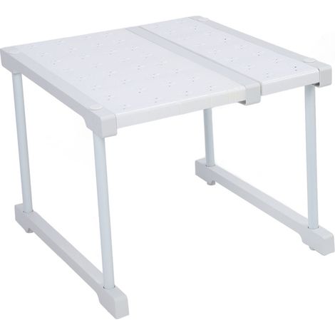 Étagère extensible pour placard, en acier au carbone, ABS et PP, avec rehausseur pour rangement sous évier, hauteur 27 à 38 cm / 10,6 à 15 pouces. (1/5)