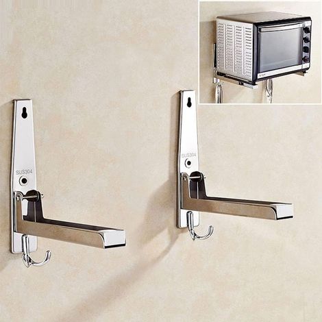 2 Pièces Supports Micro Ondes en 304 Acier Inoxydable,Support pour Four à Micro-Ondes ,Etagere Micro Onde Acier Inoxydable,Micro Ondes avec Bras Extensible Pour Micro Ondes et Four. (1/5)