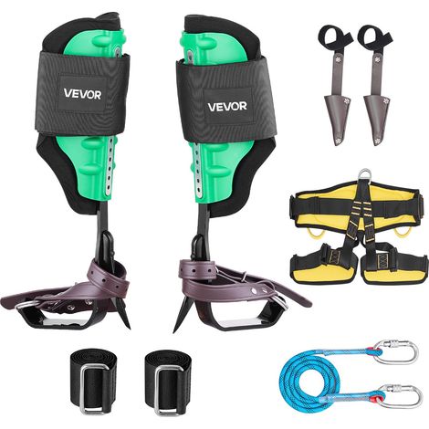 Griffe Élagage Charge 159 kg Grimpette Élagage Hauteur Réglable 39,1-47 cm Crampons d'Escalade d'Arbres Éperons Escalade Acier pour Cueillette de Fruits, avec Sangles Auto-agrippantes, Harnais (1/5)