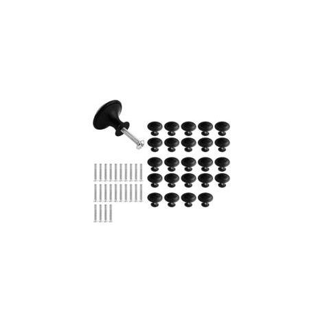 Boutons de meuble noir mat 30mm – Lot de 24 – Design champignon pour tiroirs et placards – Installation facile avec vis incluses (1/5)