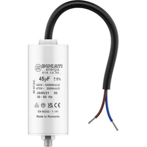 Condensateur 45 uF 450V pour moteur monophasé – Compatible Kärcher, pompe piscine, porte garage – Installation facile, longue durée de vie