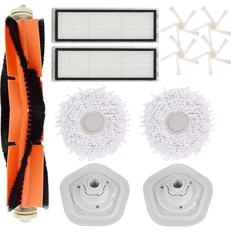 Kit accessoires de Rechange pour Aspirateur Dreame Bot W10/W10 Pro, 1 Brosse Principale, 2 filtres, 4 brosses latérales, 2 serpill