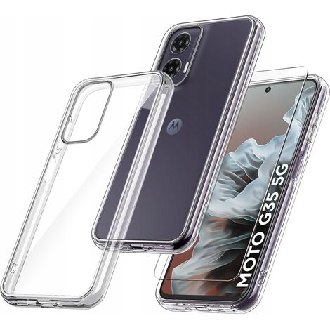 CUSTODIA per Motorola Moto G35, retro trasparente + vetro (1/5)