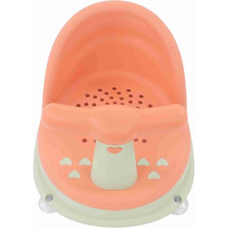 Chaise de douche pour bébé pliable avec poignée amovible douce en polypropylène (PP) hypoallergénique, siège de bain pour bébé, rose et vert (1/5)