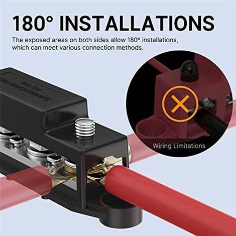 250A 12V Bus Bar Battery Power Distribution Block Car Audio 12 Volt DC Busbar 4 X 3/8 Pouces Posts 6 8 Vis