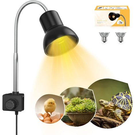 Lampada riscaldante UVA/UVB da 25 W, morsetto girevole a 360° (per rettili)