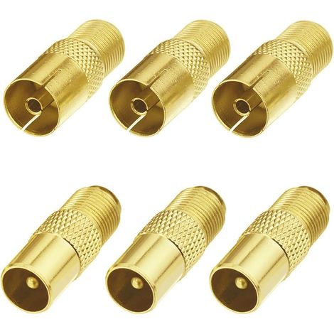 6 Pièces Coupleur Coaxial, Adaptateur Type F vers CEI, Connecteur Antenne TV Satellite, Pour Récepteur et Téléviseur