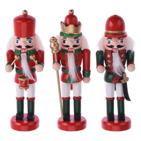 Holz-Nussknacker Figurine 4x3x12,5cm, Set mit 3 Stück (1/2)