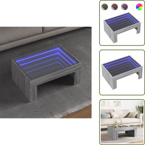 Couchtisch mit Infinity-LED Grau Sonoma 70x50x30 cm - Couchtisch - Couchtische - Beistelltisch - Sofatisch (1/5)