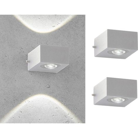 LED Außenwandleuchten 2er SET Silber mit Up and Down Licht - 8cm breit (1/4)