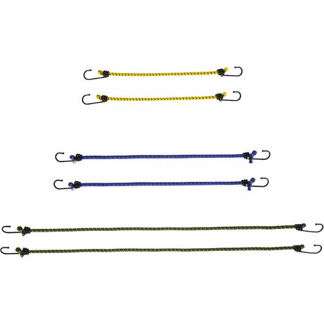 Corde élastique avec crochet - Lot de 6 - Corde élastique résistante pour le camping et les activités de plein air - Sangles de valise disponibles en 3 longueurs différentes - Multicolore (1/4)