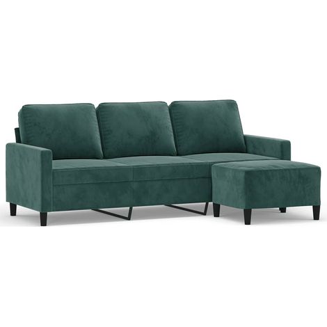 Canapé à 3 places,Sofa pour Salon,Banquette avec repose-pieds Vert foncé 180 cm Velours CFW750549 (1/5)