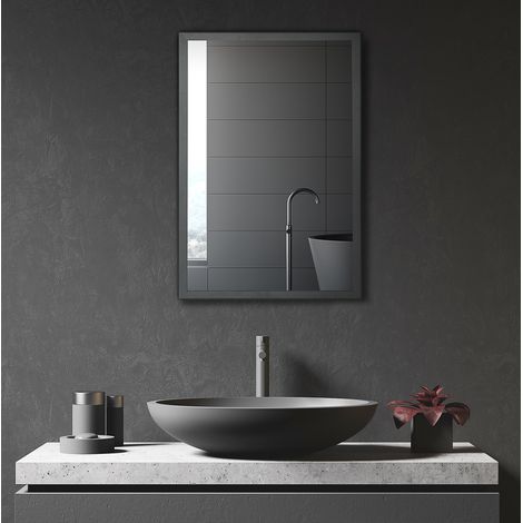 Armario de baño con espejo de acero inoxidable negro 40 cm, 3 estantes y montaje mural (1/4)