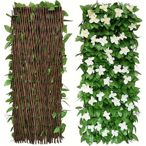 Clôture Décorative Extensible 40cm - Plantes Artificielles Réalistes (Lierre & Orchidées)Anti-UV Idéal Décoration Mariage, Fête, Jardin et Terrasse (1/5)