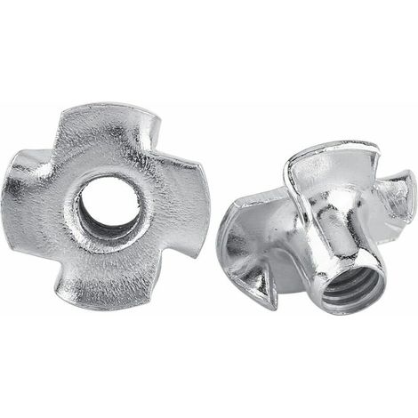 Ecrous en T 4 Griffes en Acier Zingué pour Travail du Bois Meubles(M6 x 50pcs) (1/5)