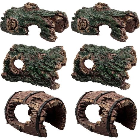 6 Pièces Résine Decoration Aquarium Racine Aquarium Kit Terrarium Cachette Crevettes Polyrésine Grotte Ornement Aménagement Paysager Piscines Idéal pour Poissons et Crevettes (1/5)