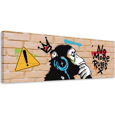 Tableau sur toile Banksy DJ Monkey 90x30 (1/5)