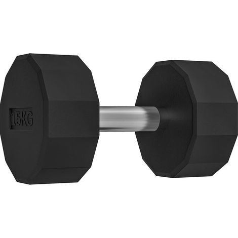 Haltère poignée antidérapante, fitness, sport à domicile, 15kg, noir (1/5)