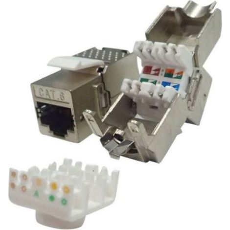 Module Keystone RJ45 - FTP Catégorie 6 - Blindé 4 Paires Torsadées - Argent - 17 x 26 x 41 mm - 1 Pièce (1/3)