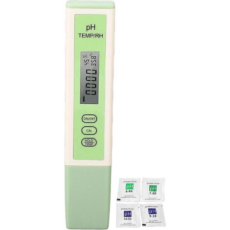 Kit de test de pH pour eau potable, testeur de pH numérique haute précision en forme de stylo pour mesurer le pH de l'eau, incluant 4 tampons de polissage