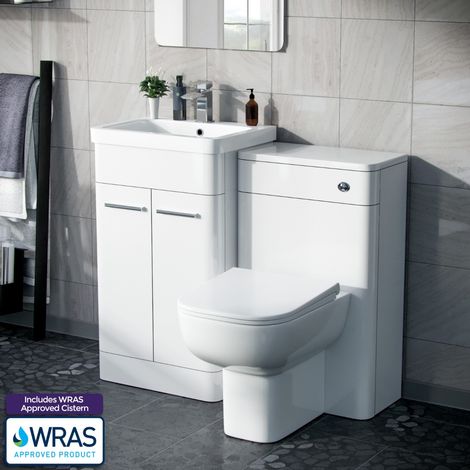 Afern 500mm Vanity Basin Unit, WC Unit & Debra Back To Wall Toilet White (1/5)