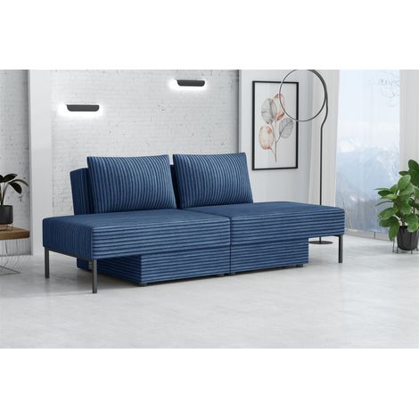 Sofa mit Schlaffunktion GORKA 3in1 – Bett, Liege & Sofa in Stoff Velo Blau