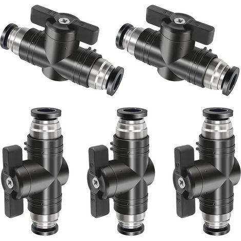 Confezione da 5 connettori pneumatici da 8 mm - Valvola di arresto pneumatica per aria compressa - Cavo rotondo - Tubo pneumatico - 8 mm - Raccordo pneumatico - Testa pneumatica diretta per collegamen (1/5)