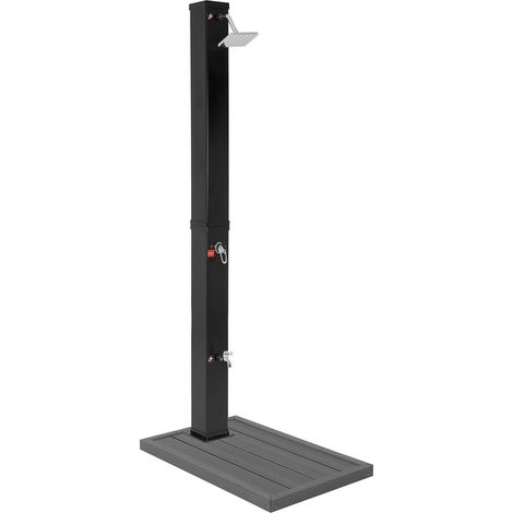 ML-Design Douche Solaire 40L 217cm Carrée Noir avec Élément de Sol Gris Foncé, Douchette de Pied et Pommeau de Douche à Effet Pluie, Eau Chaude jusqu'à 60°C avec Raccord pour Tuyau de Jardin Piscine (1/5)