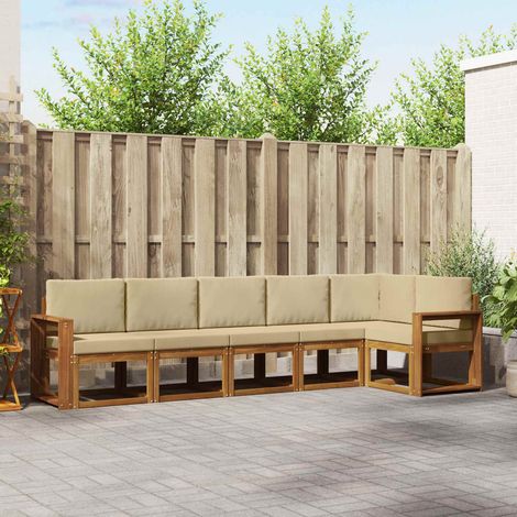 vidaXL Outdoor-Sofagarnitur 6 Stk. Natur und Beige (1/5)