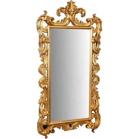 Miroir Mural à accrocher  en boisFINITION FEUILLE D'OR FABRIQUÉE EN ITALIE