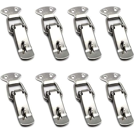 8 Pièces Fermeture a Levier Fermeture à Ressort Loquet Bascule en Acier Inoxydable Pour Coffre à Outils,Tiroir,Armoire et Coffre - Silver (1/5)