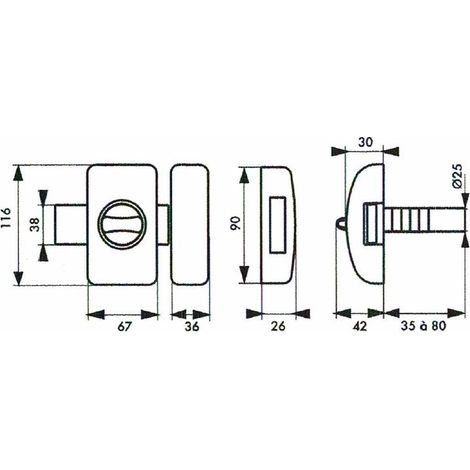 Cerradura de cilindro universal THIRARD con lengüeta HG5 + 3 llaves - Blanco - 00080472